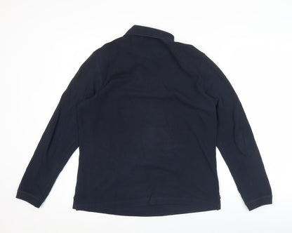 Barbour Men’s Blue Long Sleeve Polo Shirt Size M Cotton Classic