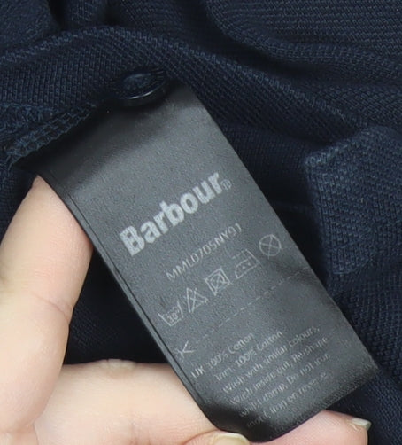 Barbour Men’s Blue Long Sleeve Polo Shirt Size M Cotton Classic