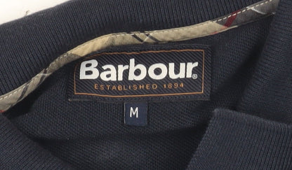 Barbour Men’s Blue Long Sleeve Polo Shirt Size M Cotton Classic