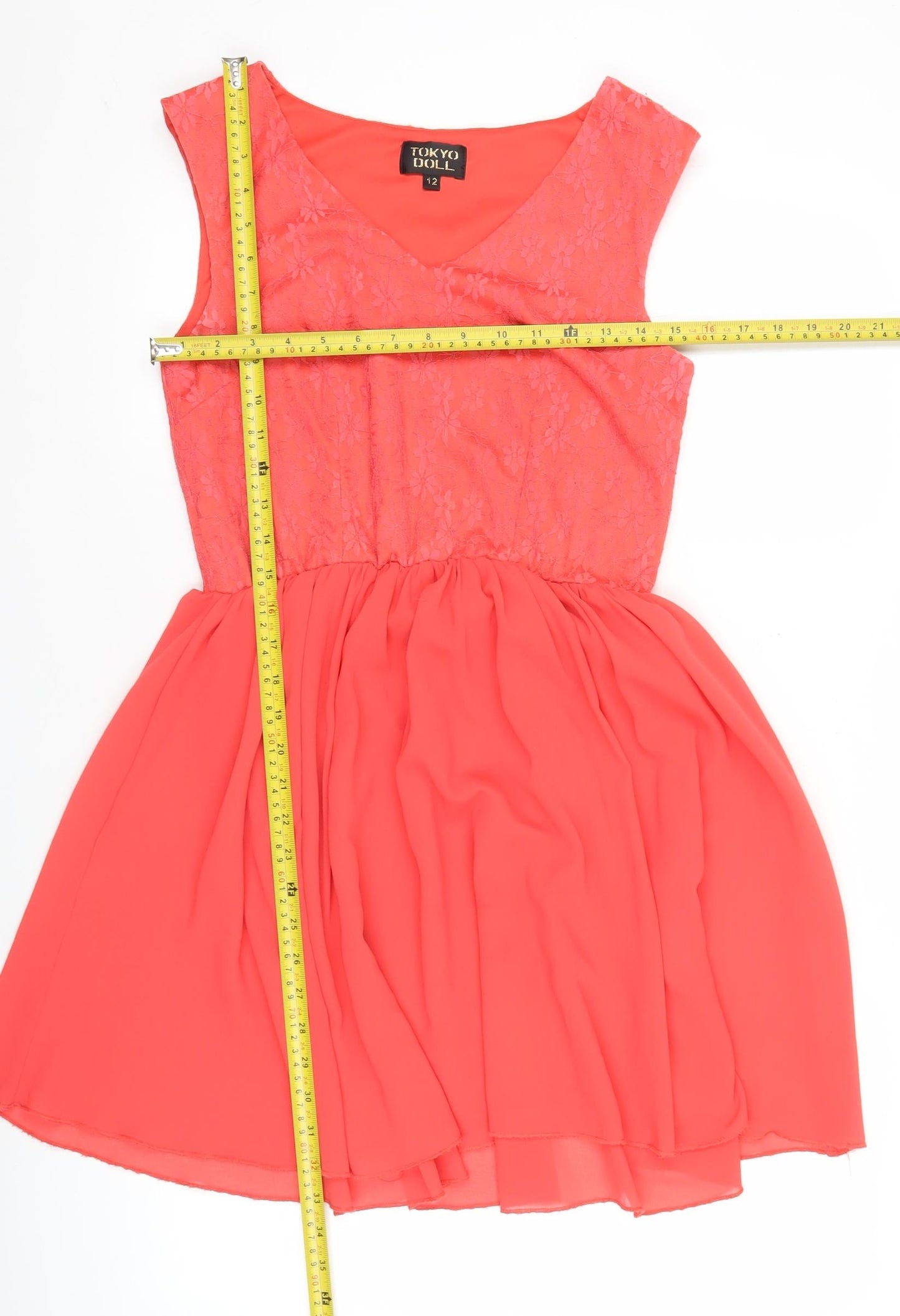 Tokyo Doll Women’s Pink Lace Skater Dress Size 12 Sleeveless Party