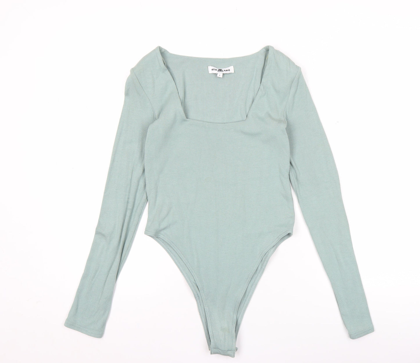 4TH ARQ Women's Green Long Sleeve Square Neck Bodysuit Size S