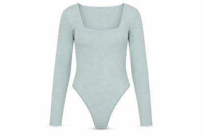 4th & Reckless Women's Green Long Sleeve Square Neck Bodysuit Size S