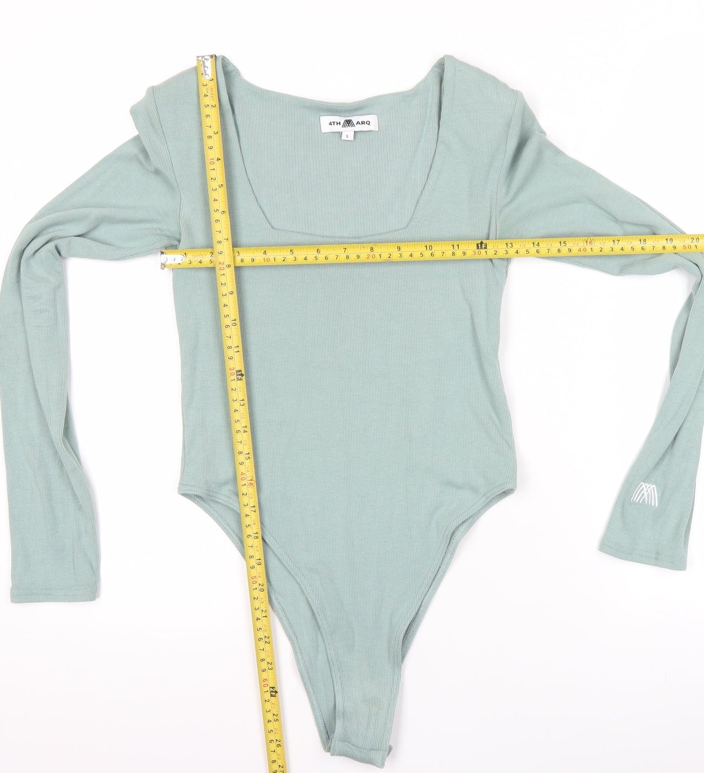 4TH ARQ Women's Green Long Sleeve Square Neck Bodysuit Size S