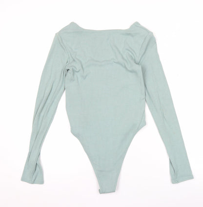 4TH ARQ Women's Green Long Sleeve Square Neck Bodysuit Size S