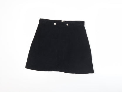 Glassons Womens Black Corduroy A-Line Mini Skirt Size 8