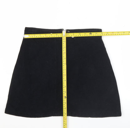 Glassons Womens Black Corduroy A-Line Mini Skirt Size 8