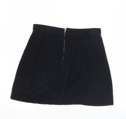 Glassons Womens Black Corduroy A-Line Mini Skirt Size 8