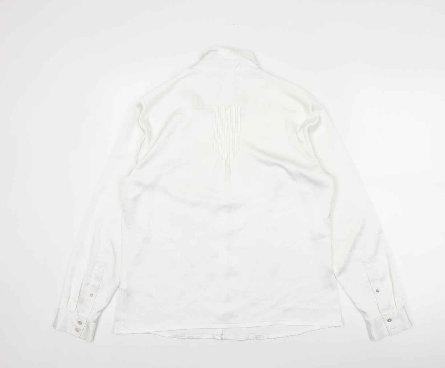 Viyella Womens White Polyester Long Sleeve Collared Blouse Size 12