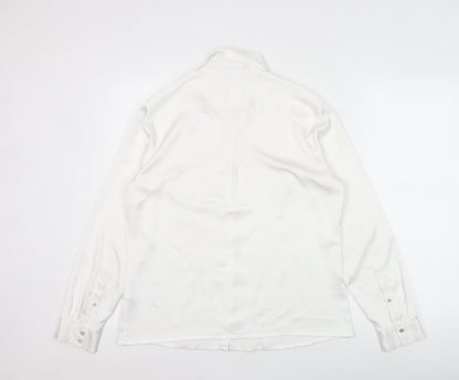 Viyella Womens White Polyester Long Sleeve Collared Blouse Size 12