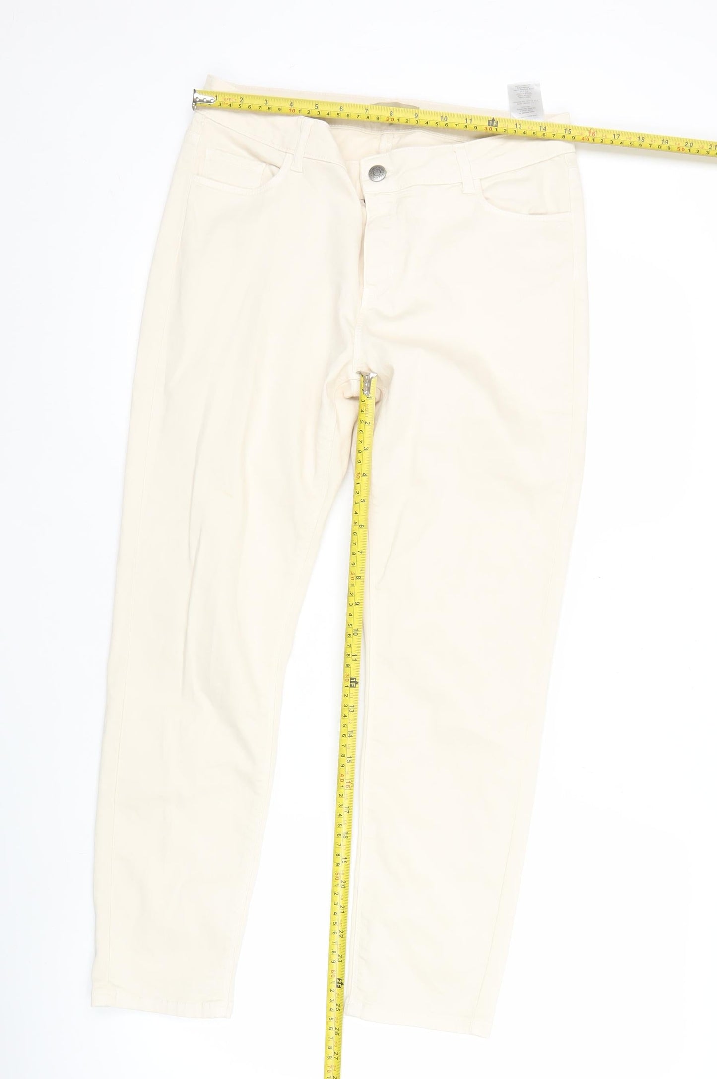 Soyaconcept Womens Ivory Skinny Slim Fit Jeans Size 14 Regular