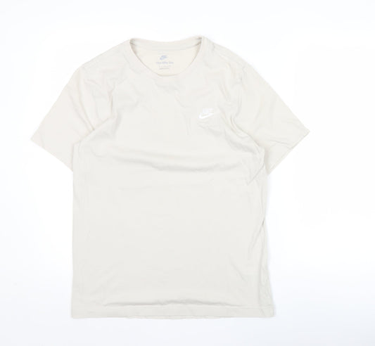 Nike Men's Beige Short Sleeve Crew Neck Cotton T-Shirt Size M