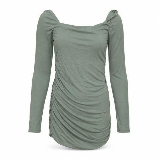 Oh Polly Womens Green Size 10 Bodycon Mini Dress Long Sleeve Ruched