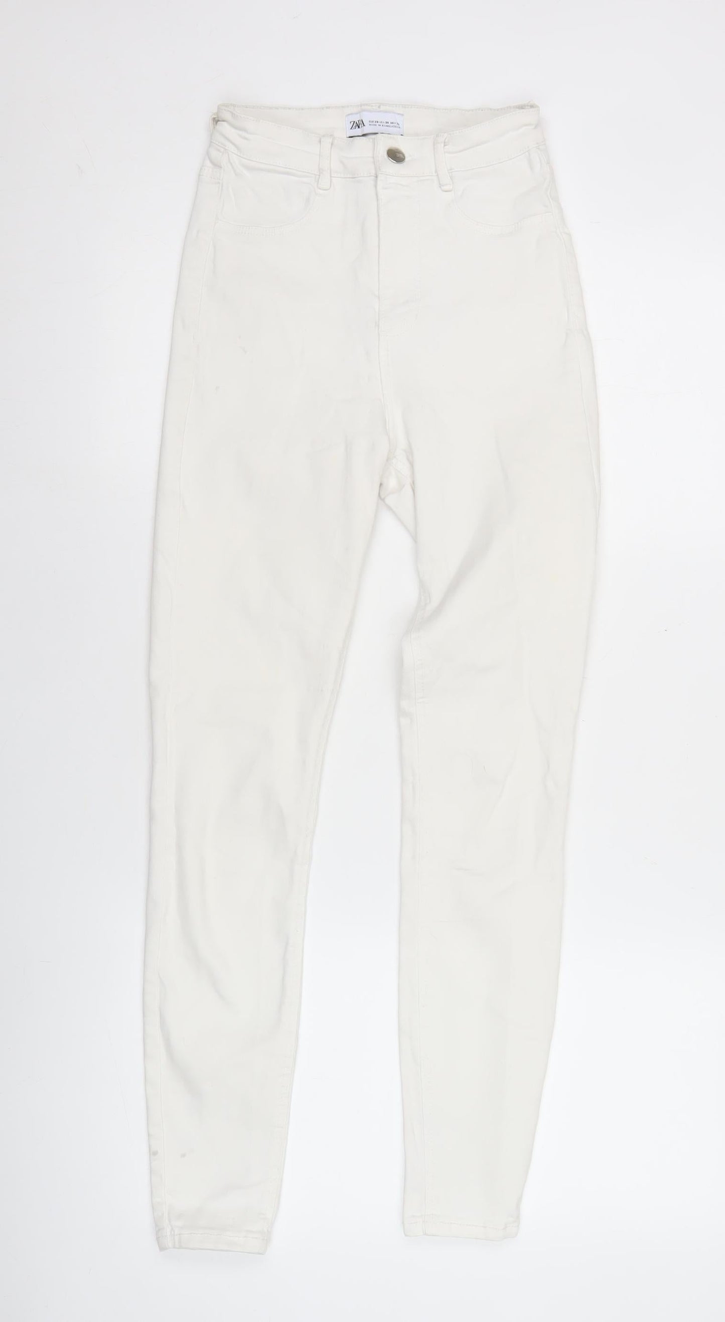 Zara Women White Skinny Slim Fit Jeans Size 8 Cotton Blend