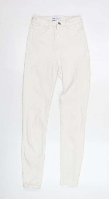 Zara Women White Skinny Slim Fit Jeans Size 8 Cotton Blend