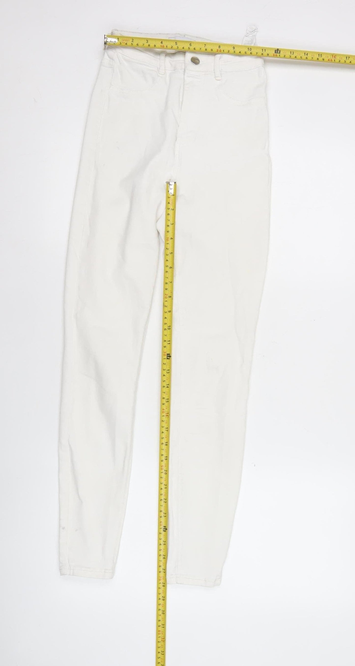 Zara Women White Skinny Slim Fit Jeans Size 8 Cotton Blend