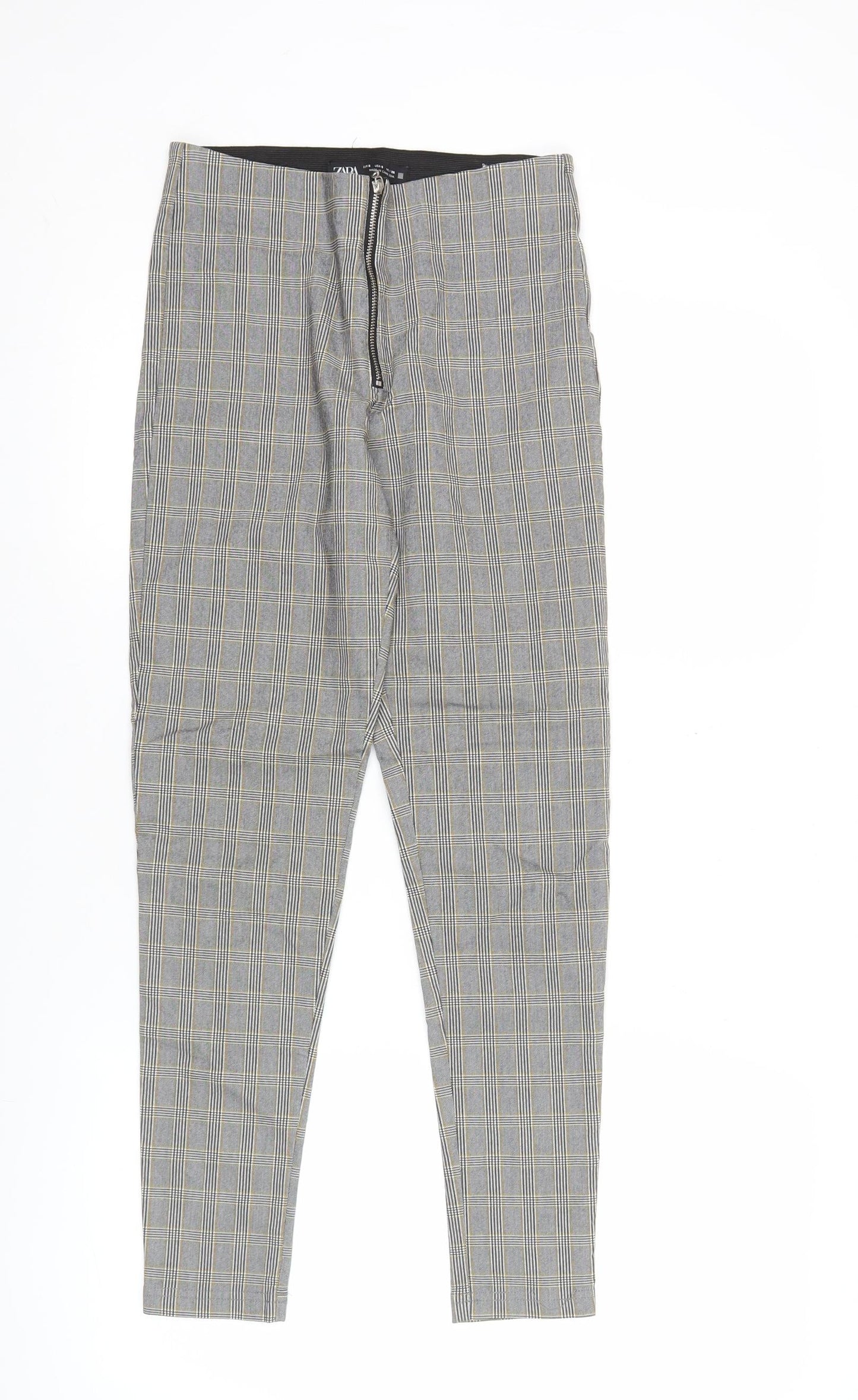 Zara Women’s Grey Check Slim Fit Skinny Trousers Size 8