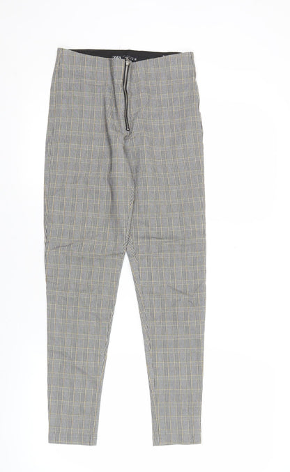 Zara Women’s Grey Check Slim Fit Skinny Trousers Size 8