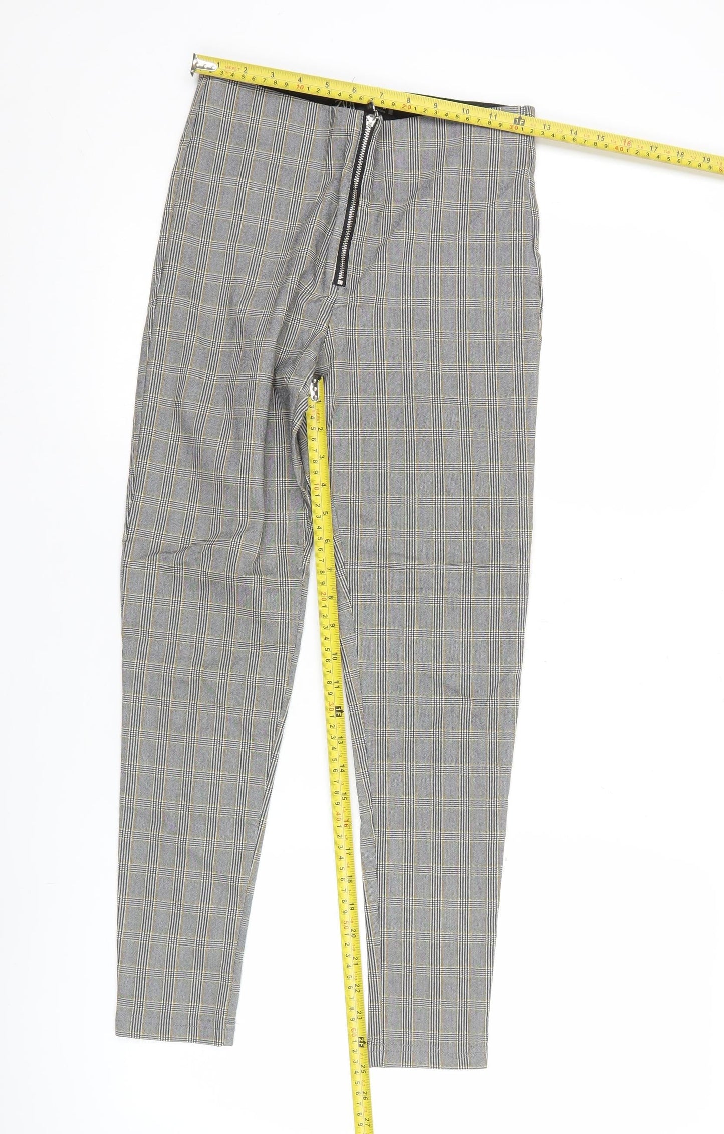 Zara Women’s Grey Check Slim Fit Skinny Trousers Size 8