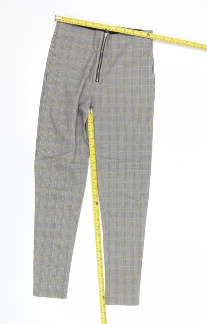 Zara Women’s Grey Check Slim Fit Skinny Trousers Size 8