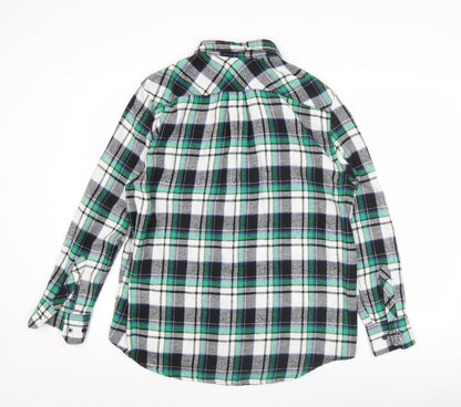 Bogari Men's Green Black White Plaid Flannel Shirt M Regular Long Sleeve