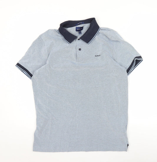 Gant Men’s Grey Cotton Short Sleeve Polo Shirt M Regular Fit