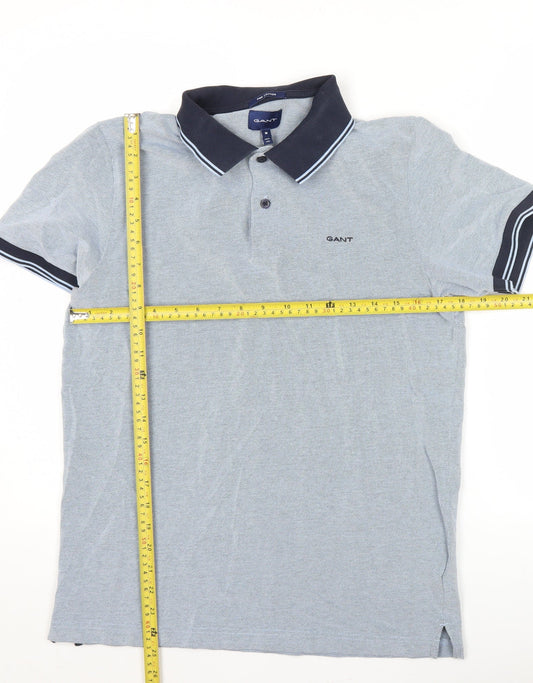 Gant Men’s Grey Cotton Short Sleeve Polo Shirt M Regular Fit