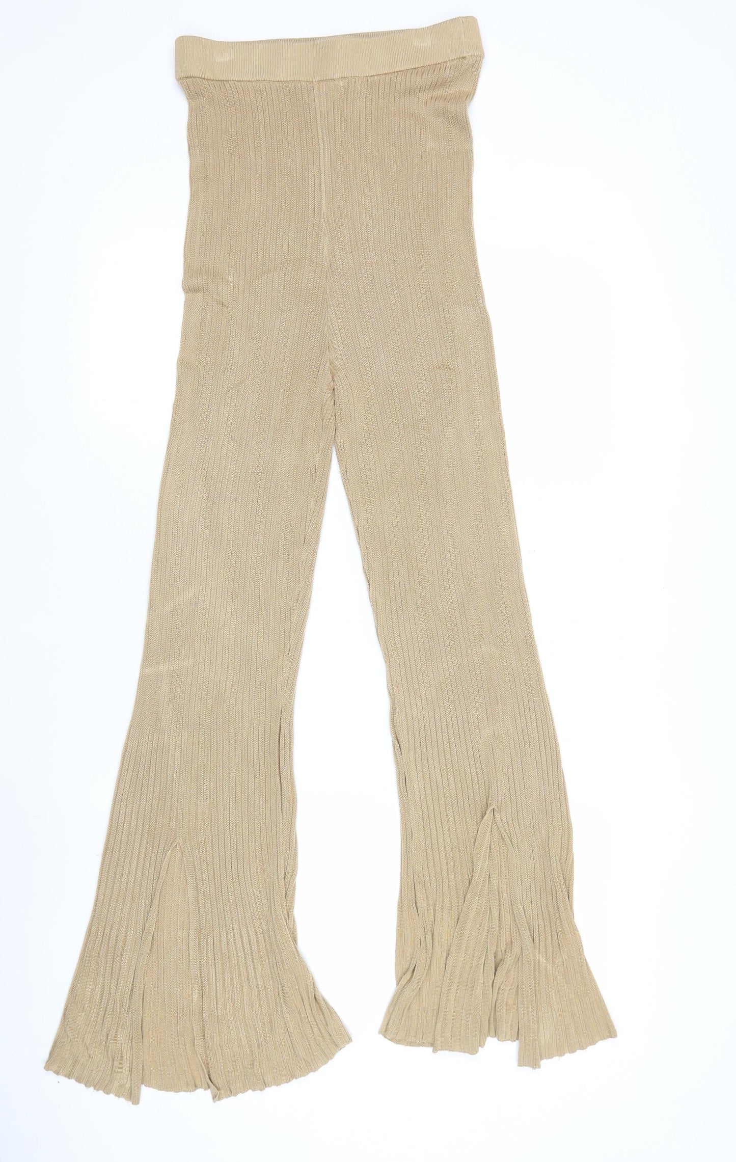 Eighteen Womens Beige Knit Flared Trousers M High Rise