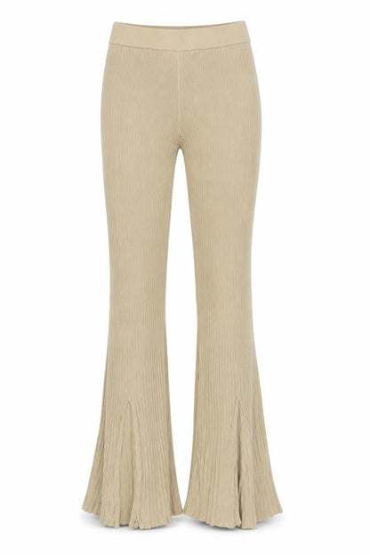Eighteen Womens Beige Knit Flared Trousers M High Rise