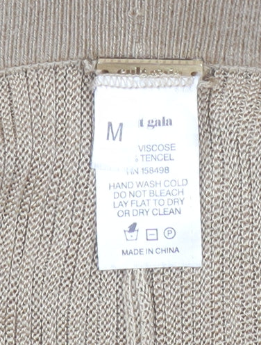 Eighteen Womens Beige Knit Flared Trousers M High Rise