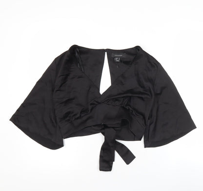 Atmosphere Women’s Black Wrap Satin Blouse Size 16 Kimono Sleeve