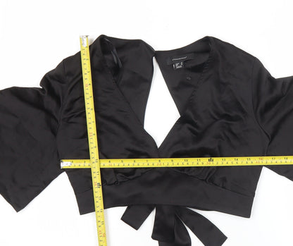 Atmosphere Women’s Black Wrap Satin Blouse Size 16 Kimono Sleeve