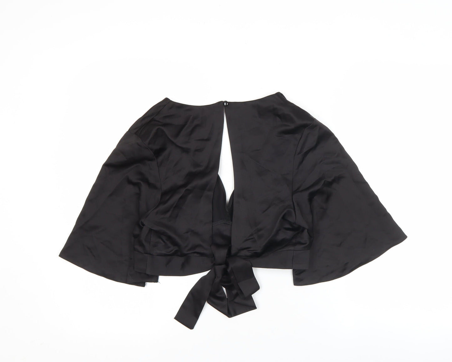 Atmosphere Women’s Black Wrap Satin Blouse Size 16 Kimono Sleeve