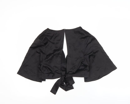 Atmosphere Women’s Black Wrap Satin Blouse Size 16 Kimono Sleeve