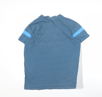 McKenzie Men’s Blue Grey Colourblock Cotton T-Shirt Size M