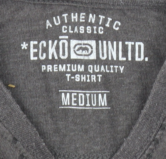 Ecko Unltd. Men’s Grey Graphic Logo T-Shirt Size M Crew Neck
