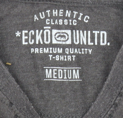 Ecko Unltd. Men’s Grey Graphic Logo T-Shirt Size M Crew Neck