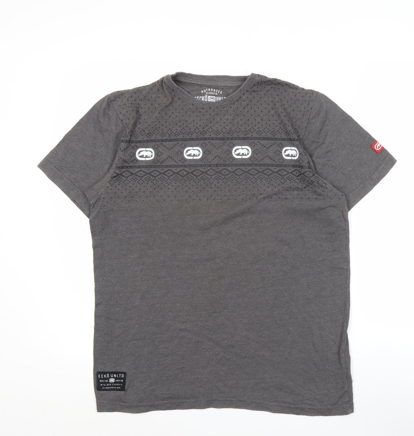 Ecko Unltd. Men’s Grey Graphic Logo T-Shirt Size M Crew Neck