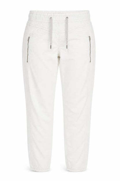 Red Button Womens White Jogger Trousers Size 14 Elastic Waist