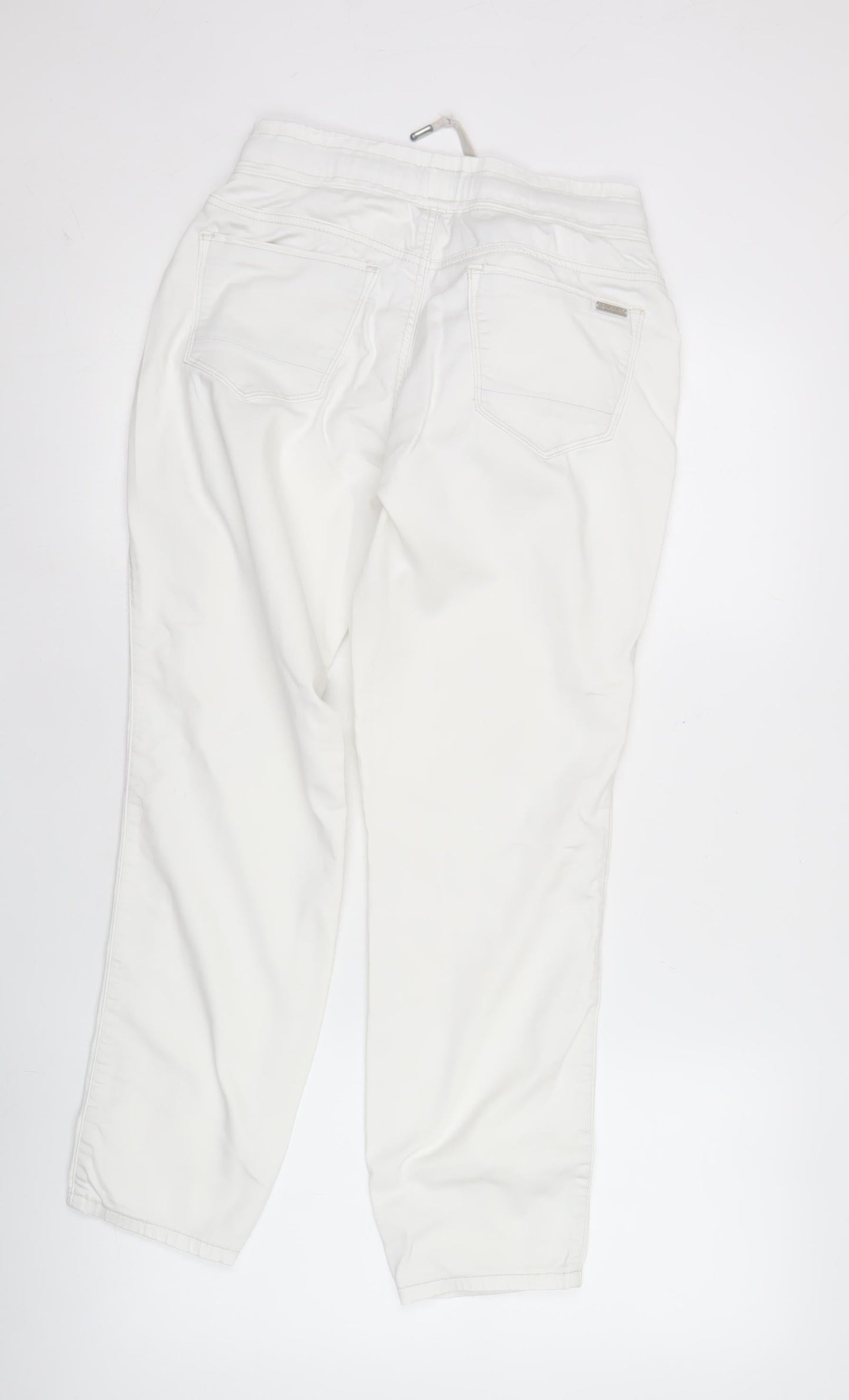 Red Button Womens White Jogger Trousers Size 14 Elastic Waist