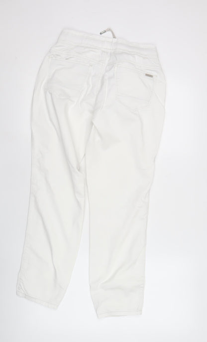 Red Button Womens White Jogger Trousers Size 14 Elastic Waist