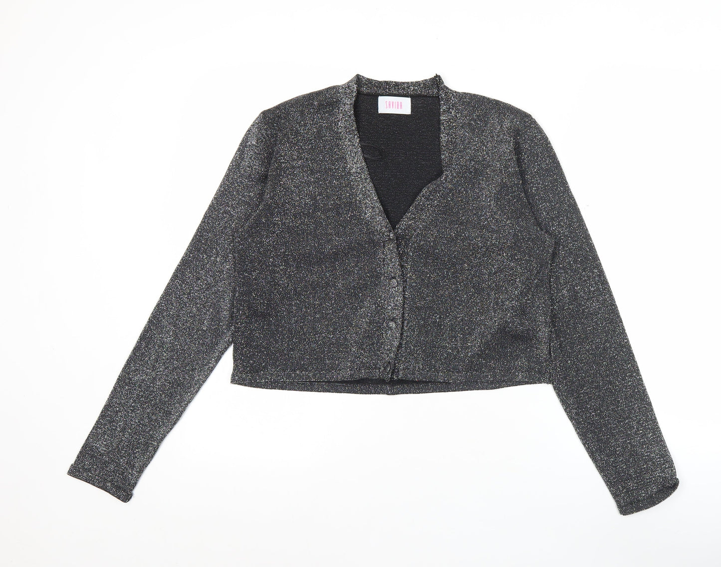 Savida Women’s Silver Shimmer V-Neck Cardigan Size 12 Party Wear