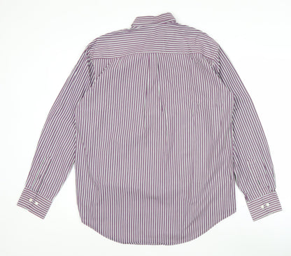 Kellerman Men's Purple Striped Button-Up Shirt L Regular Fit Cotton
