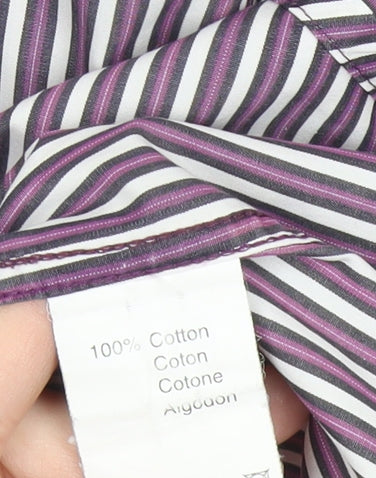 Kellerman Men's Purple Striped Button-Up Shirt L Regular Fit Cotton