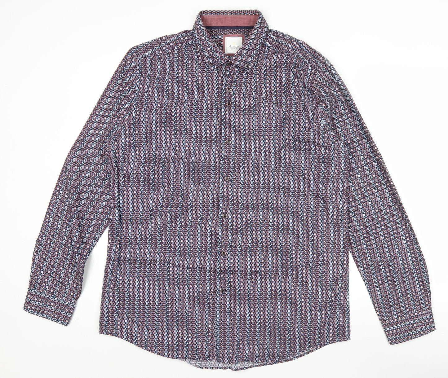 Marnelli Men’s Multicoloured XL 43-44" Button-Up Geometric Cotton Shirt