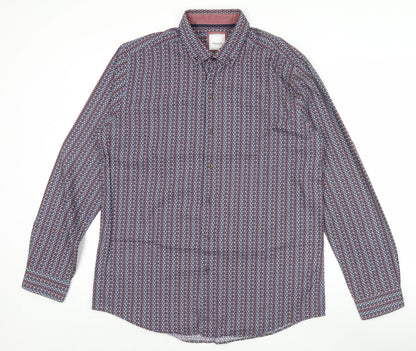 Marnelli Men’s Multicoloured XL 43-44" Button-Up Geometric Cotton Shirt