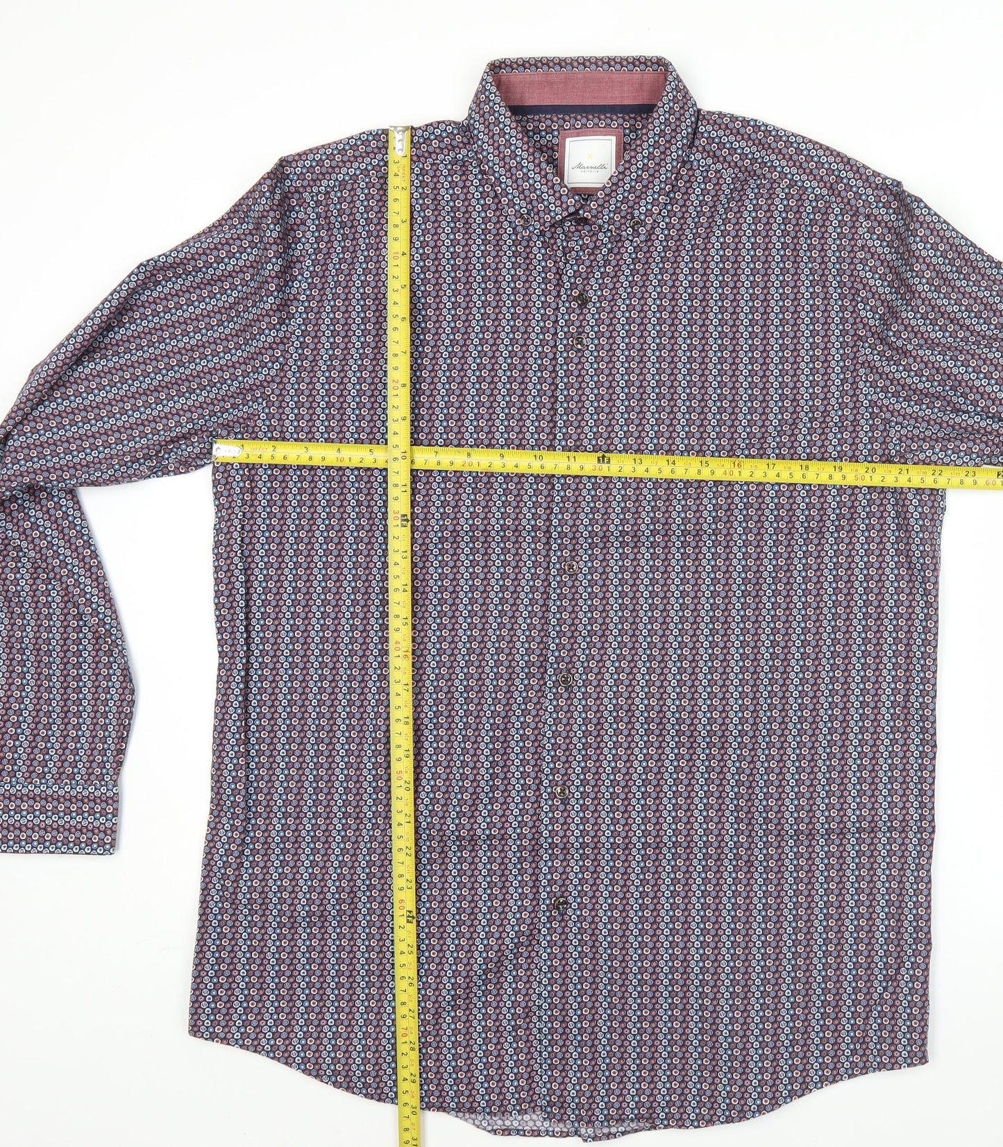 Marnelli Men’s Multicoloured XL 43-44" Button-Up Geometric Cotton Shirt