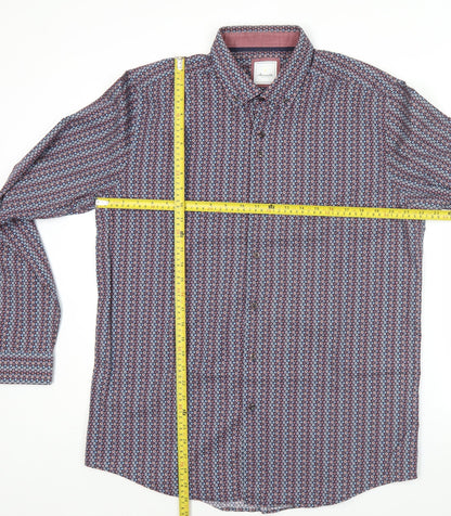Marnelli Men’s Multicoloured XL 43-44" Button-Up Geometric Cotton Shirt