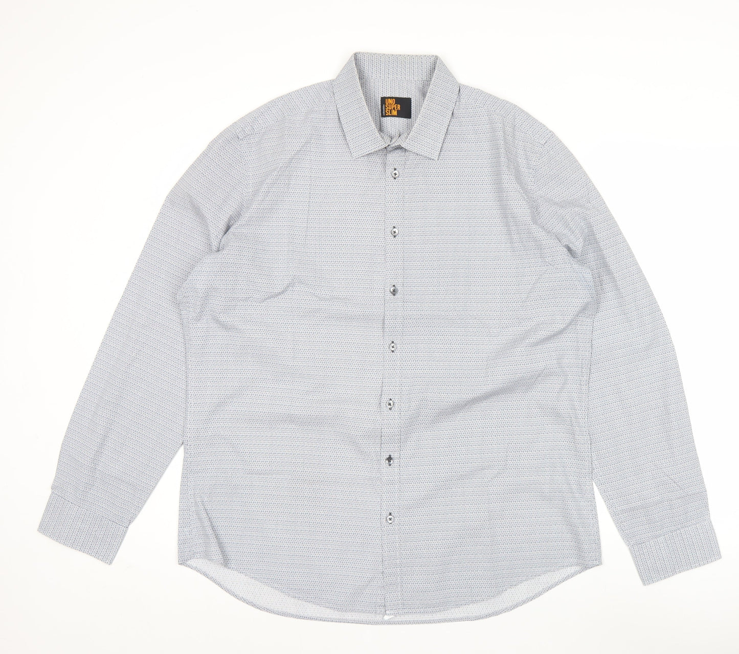 Seidensticker Uno Super Slim Men's Blue 17/43in Geometric Shirt