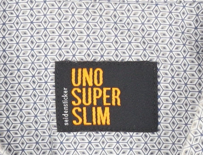 Seidensticker Uno Super Slim Men's Blue 17/43in Geometric Shirt