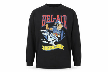 Bel-Air Athletics Men’s Black Cotton Pullover Jumper Size L Graphic Print
